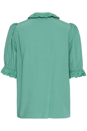 Elegante grüne Bluse mit Rüschen - Details - Blossom Hair & Fashion