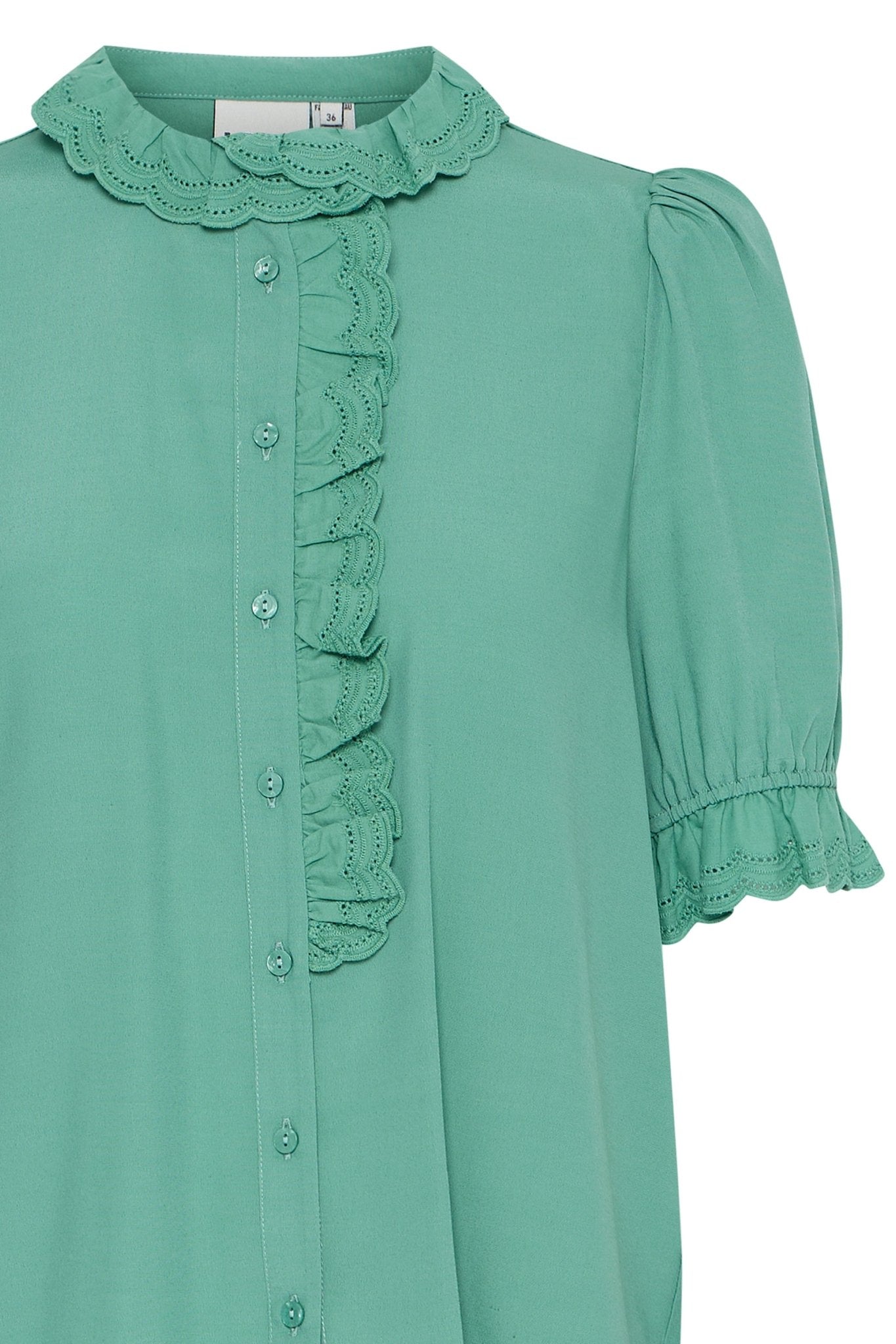 Elegante grüne Bluse mit Rüschen - Details - Blossom Hair & Fashion