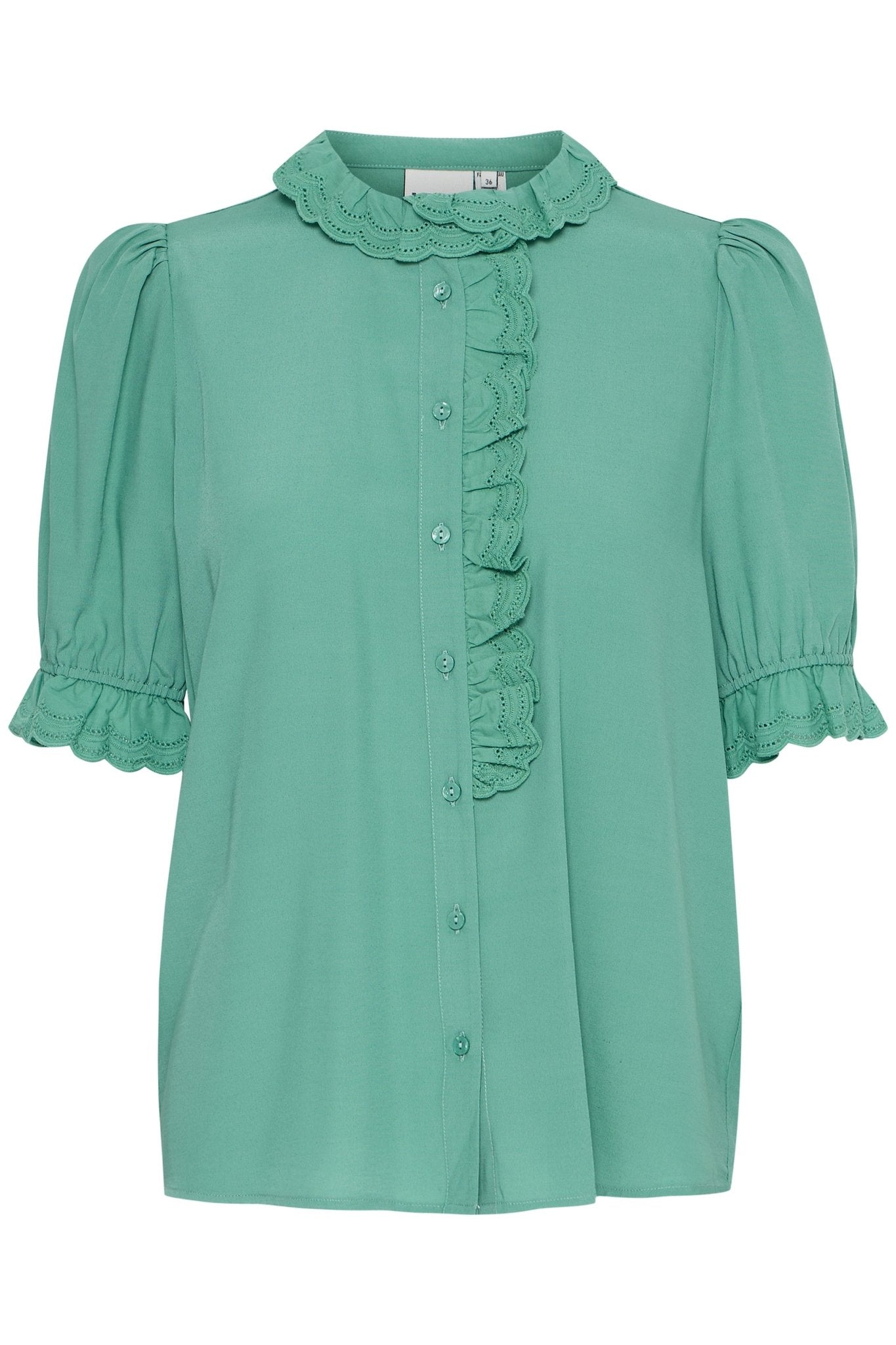 Elegante grüne Bluse mit Rüschen - Details - Blossom Hair & Fashion