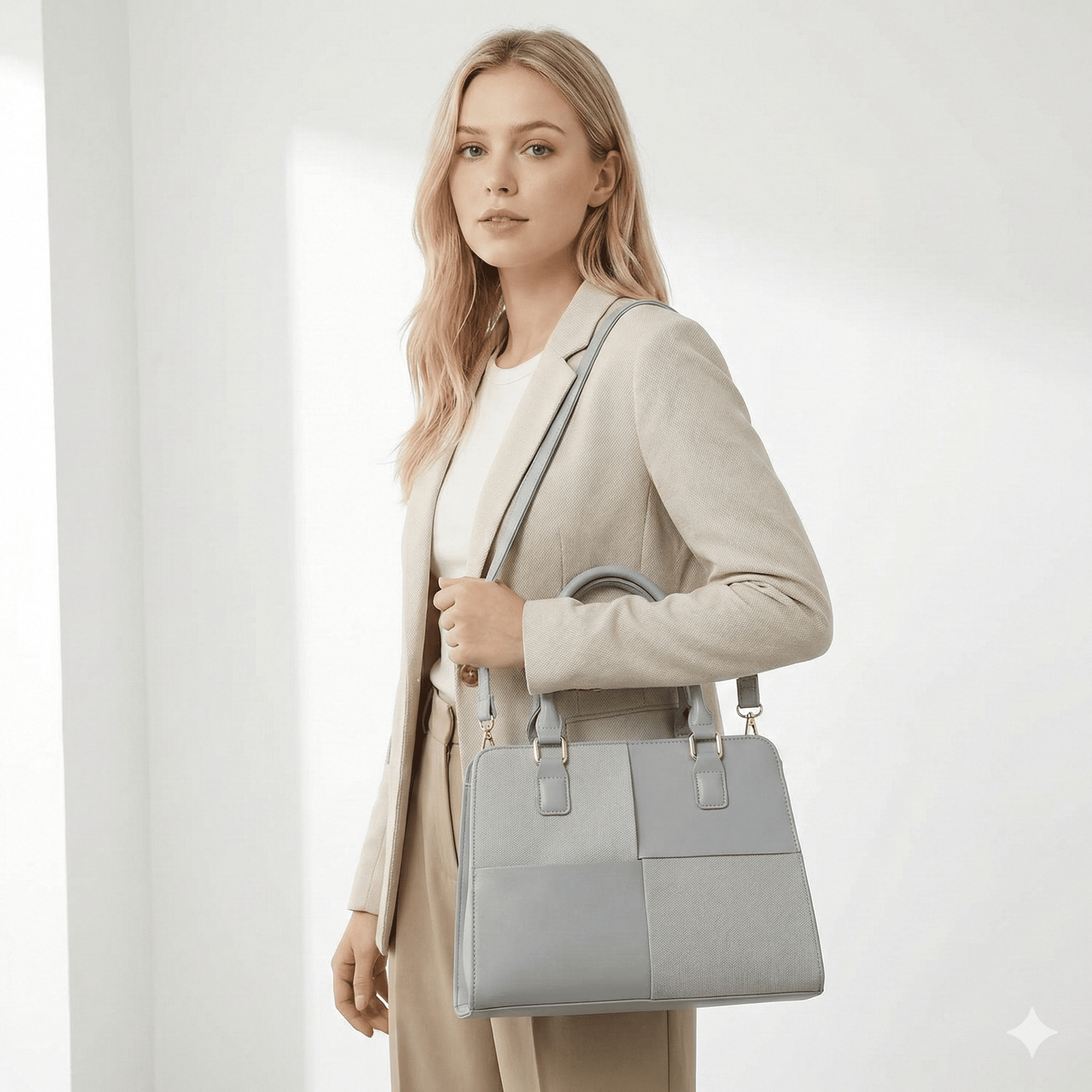 Elegante Handtasche mit zweifarbiger Optik – Modern und vielseitig - Blossom Hair & Fashion