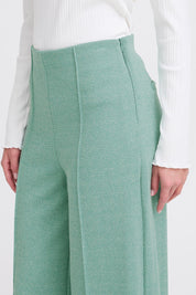 Elegante Wide - Leg - Hose in Beryl Green mit High Waist - Blossom Hair & Fashion
