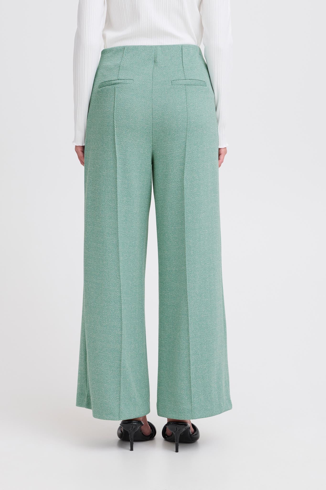 Elegante Wide - Leg - Hose in Beryl Green mit High Waist - Blossom Hair & Fashion