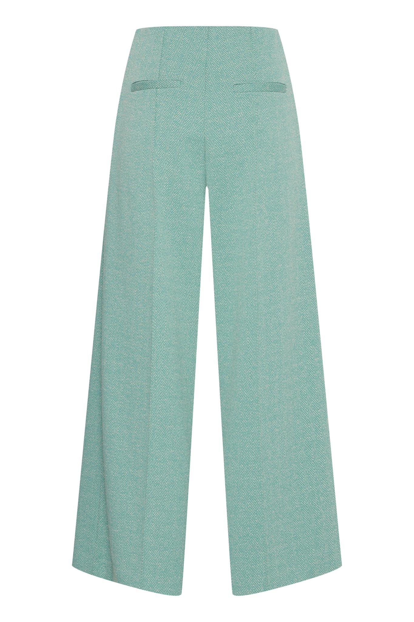 Elegante Wide - Leg - Hose in Beryl Green mit High Waist - Blossom Hair & Fashion