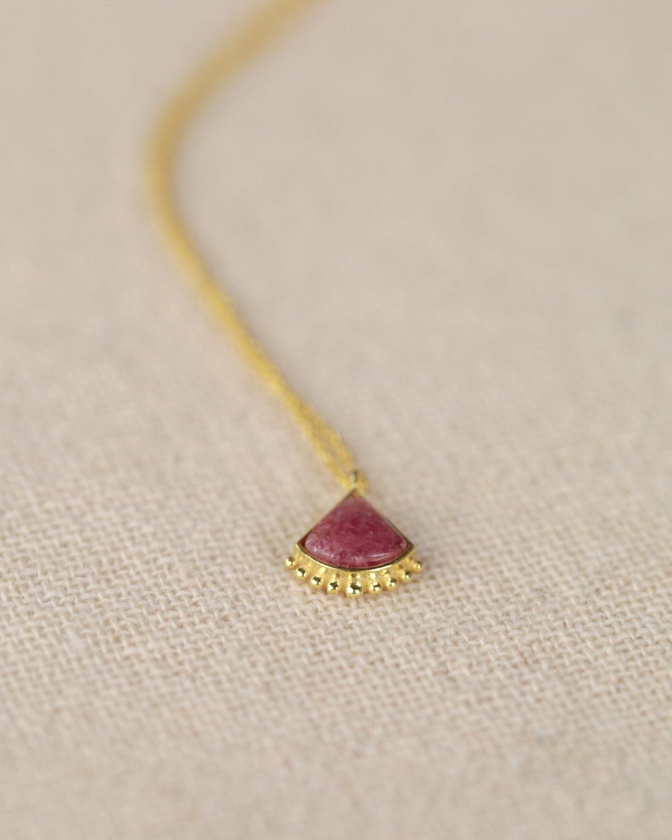 Elegantes Collier mit Zulu Rhodonite - Fächer – 45cm - Blossom Hair & Fashion
