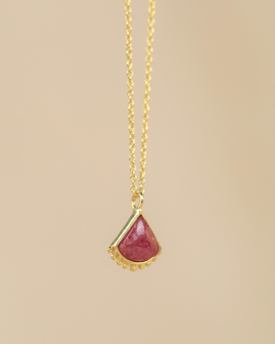 Elegantes Collier mit Zulu Rhodonite - Fächer – 45cm - Blossom Hair & Fashion
