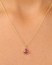 Elegantes Collier mit Zulu Rhodonite - Fächer – 45cm - Blossom Hair & Fashion