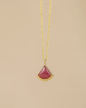 Elegantes Collier mit Zulu Rhodonite - Fächer – 45cm - Blossom Hair & Fashion