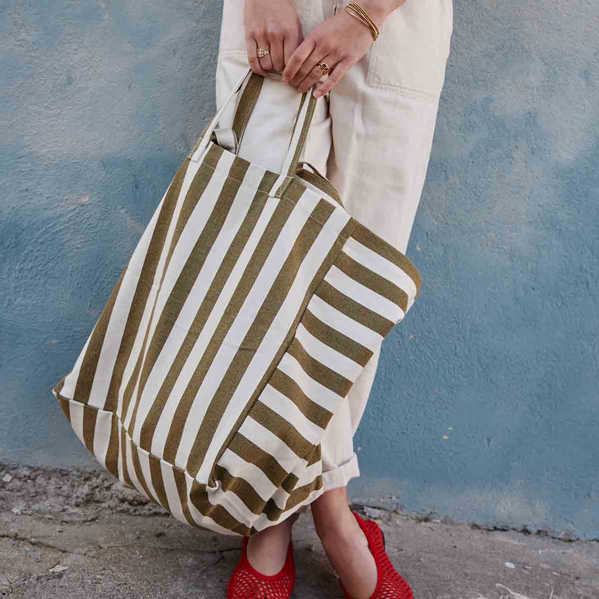 ELISA-STREIFEN-TASCHE OLIVE - GREIGE - Blossom Hair & Fashion