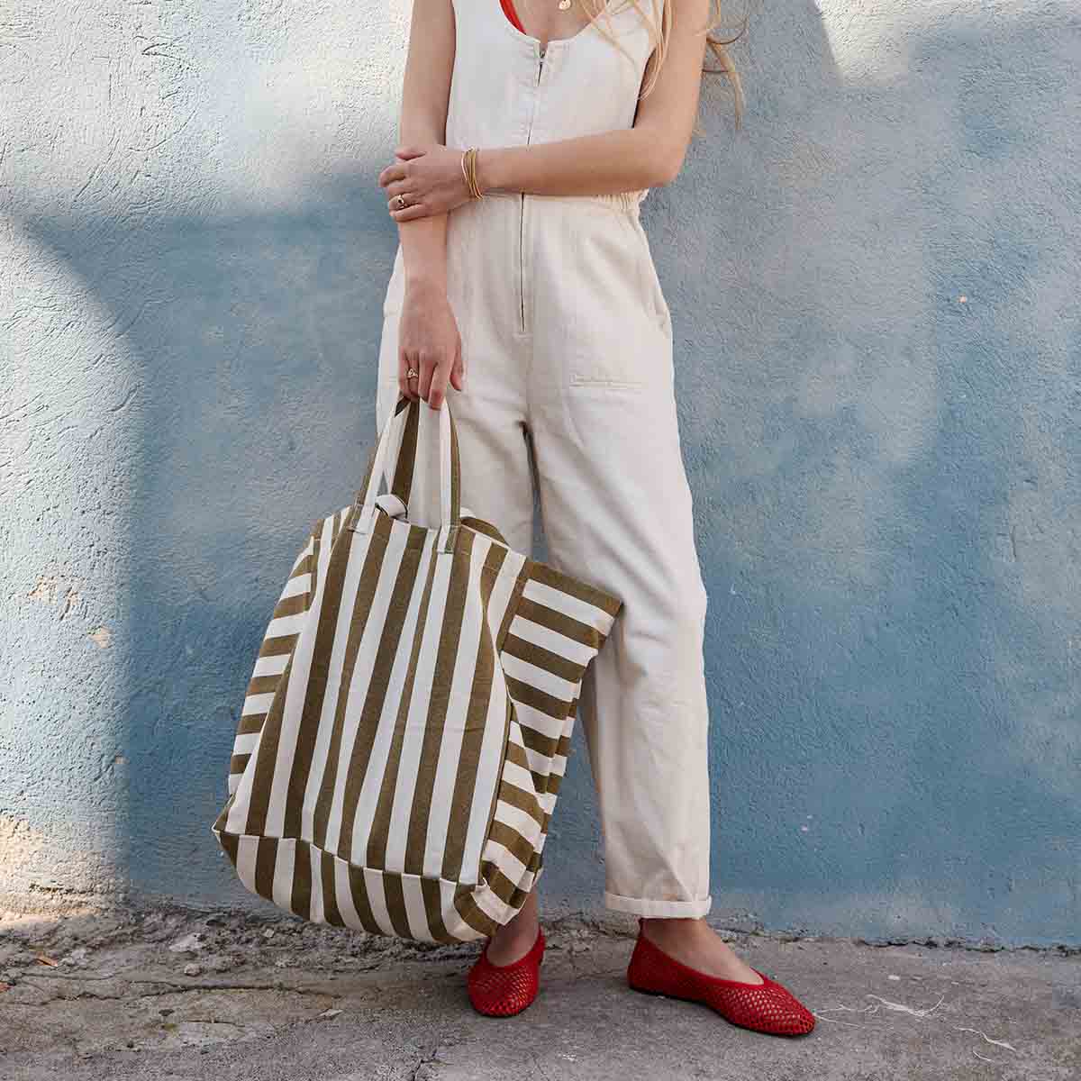 ELISA-STREIFEN-TASCHE OLIVE - GREIGE - Blossom Hair & Fashion