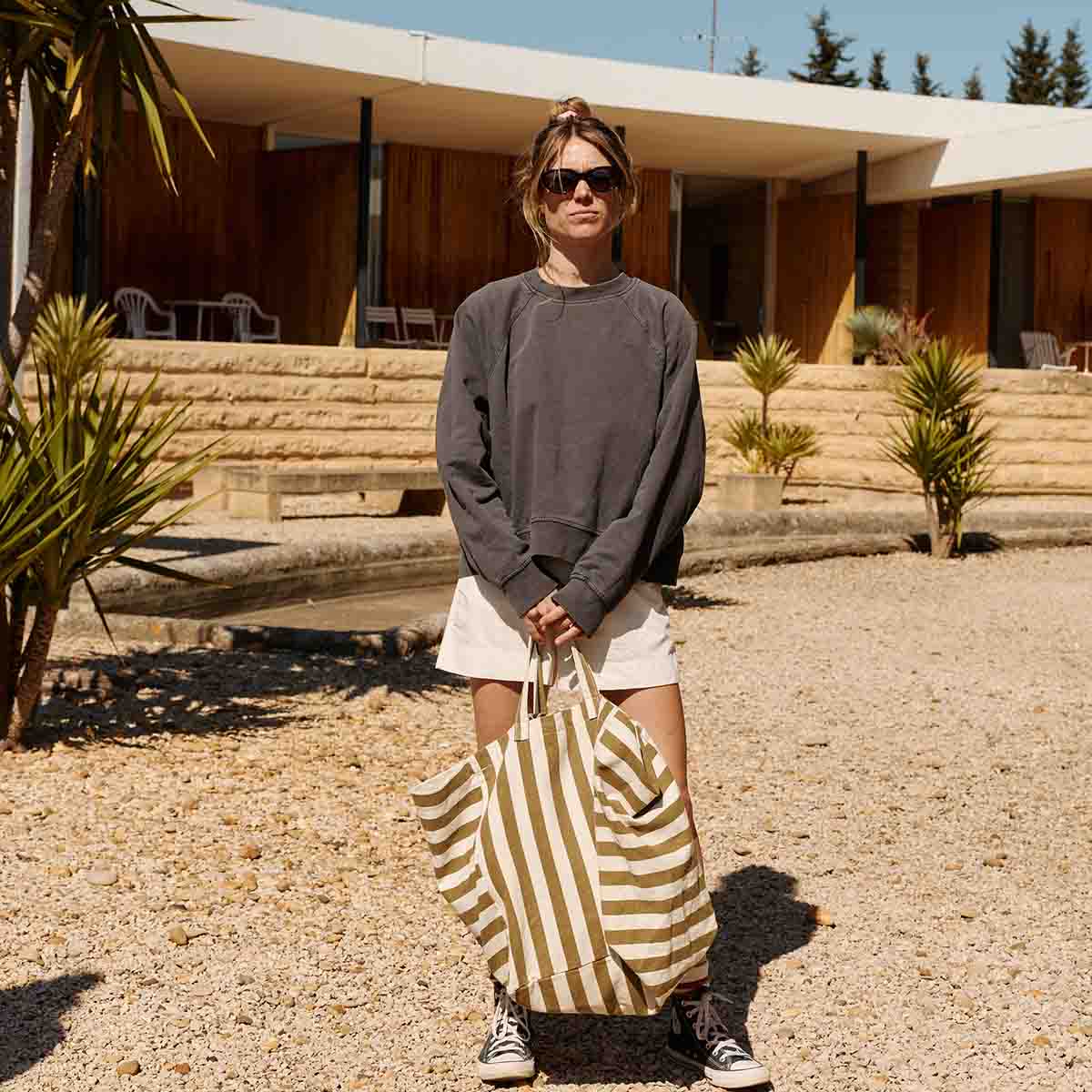 ELISA-STREIFEN-TASCHE OLIVE - GREIGE - Blossom Hair & Fashion