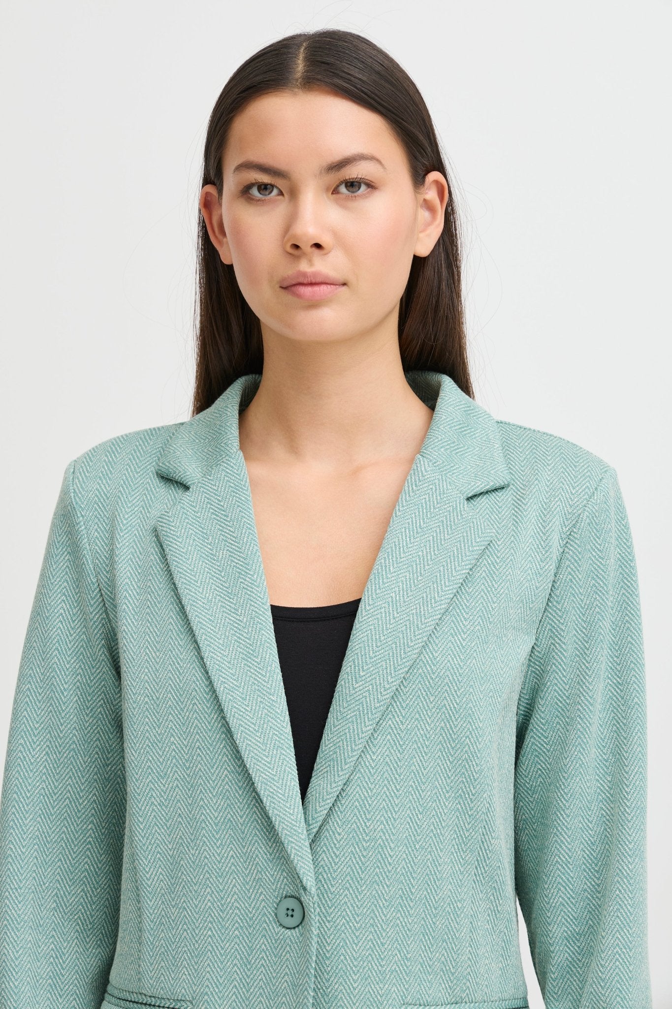 Exklusiver Blazer in Beryl Green mit Herringbone - Muster - Blossom Hair &amp; Fashion