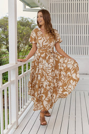 Fließendes Maxikleid mit Puffärmeln – Boho - Look aus 100% Viskose - Blossom Hair & Fashion