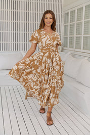 Fließendes Maxikleid mit Puffärmeln – Boho - Look aus 100% Viskose - Blossom Hair & Fashion