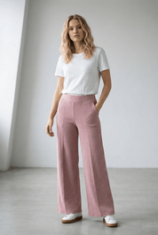 Gerade Hose in Rosé mit elastischem Bund - Blossom Hair & Fashion