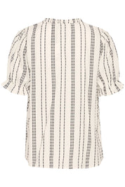 Gestreifte Baumwollbluse mit kurzen Ärmeln und Knopfleiste - Blossom Hair & Fashion