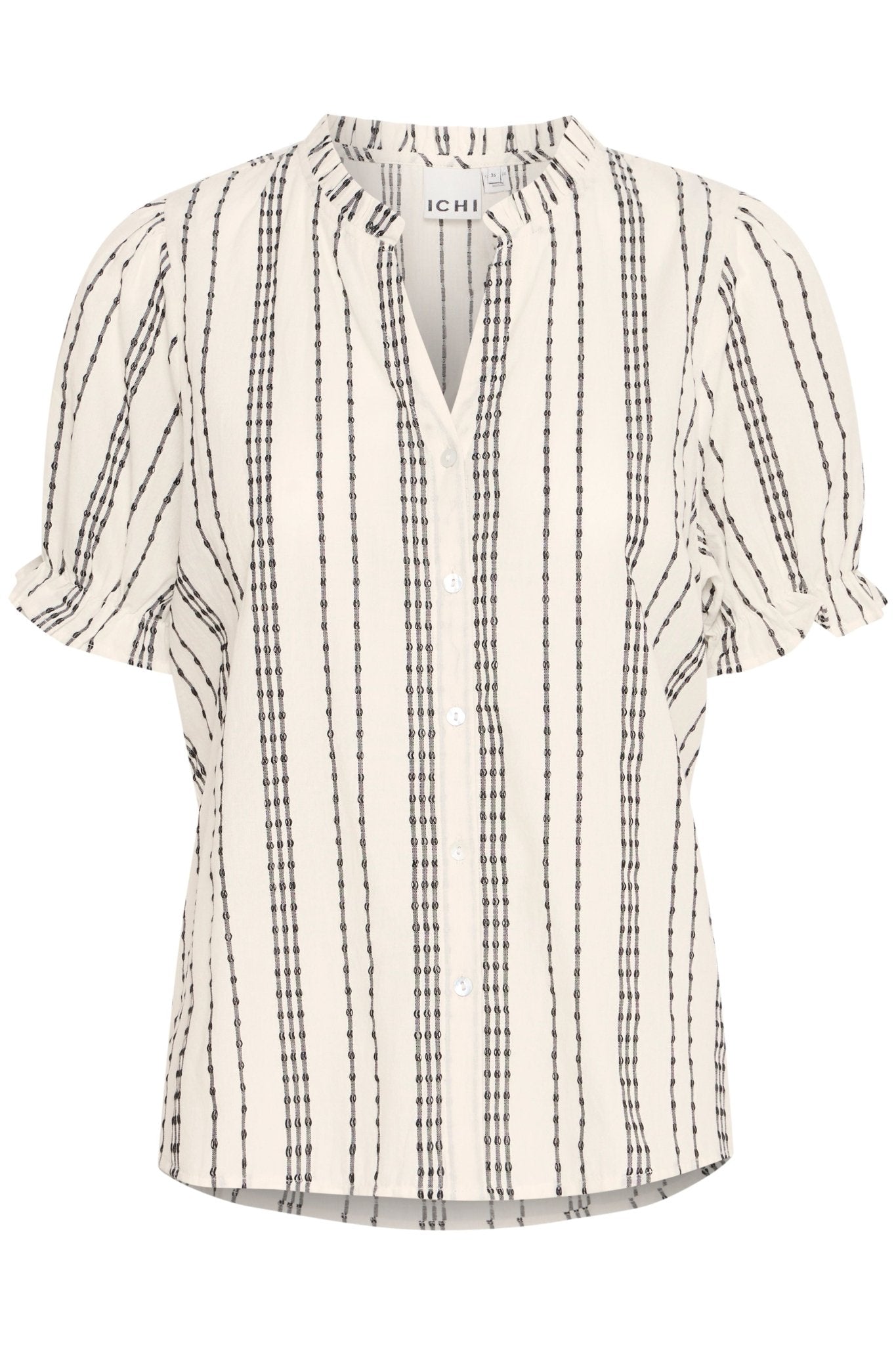 Gestreifte Baumwollbluse mit kurzen Ärmeln und Knopfleiste - Blossom Hair & Fashion