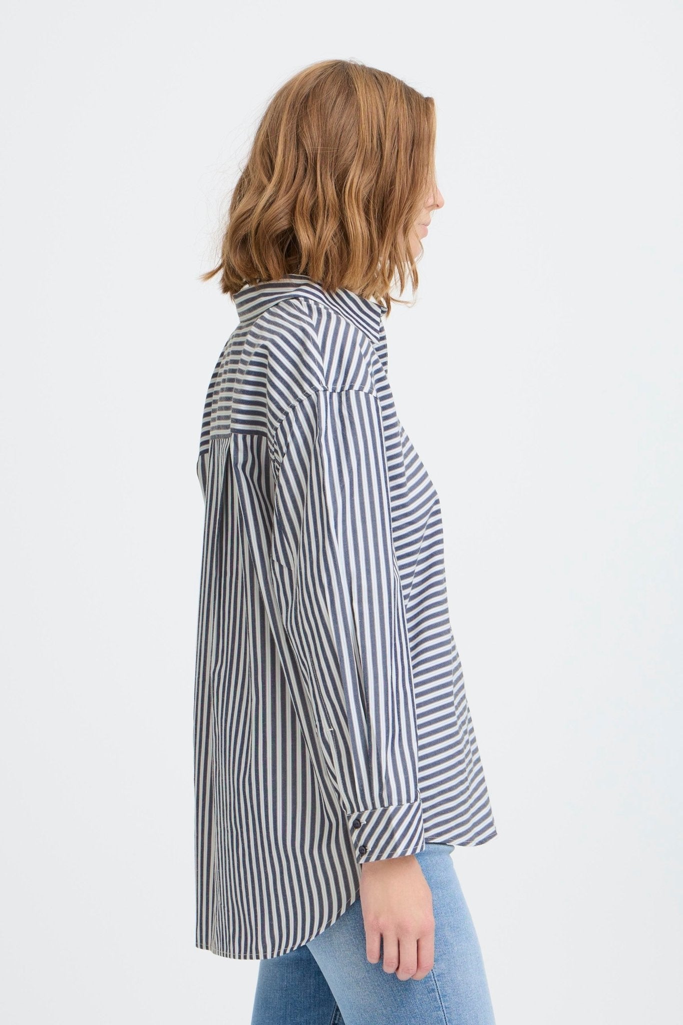 Gestreifte Bluse langarm mit Brusttasche - Blossom Hair & Fashion