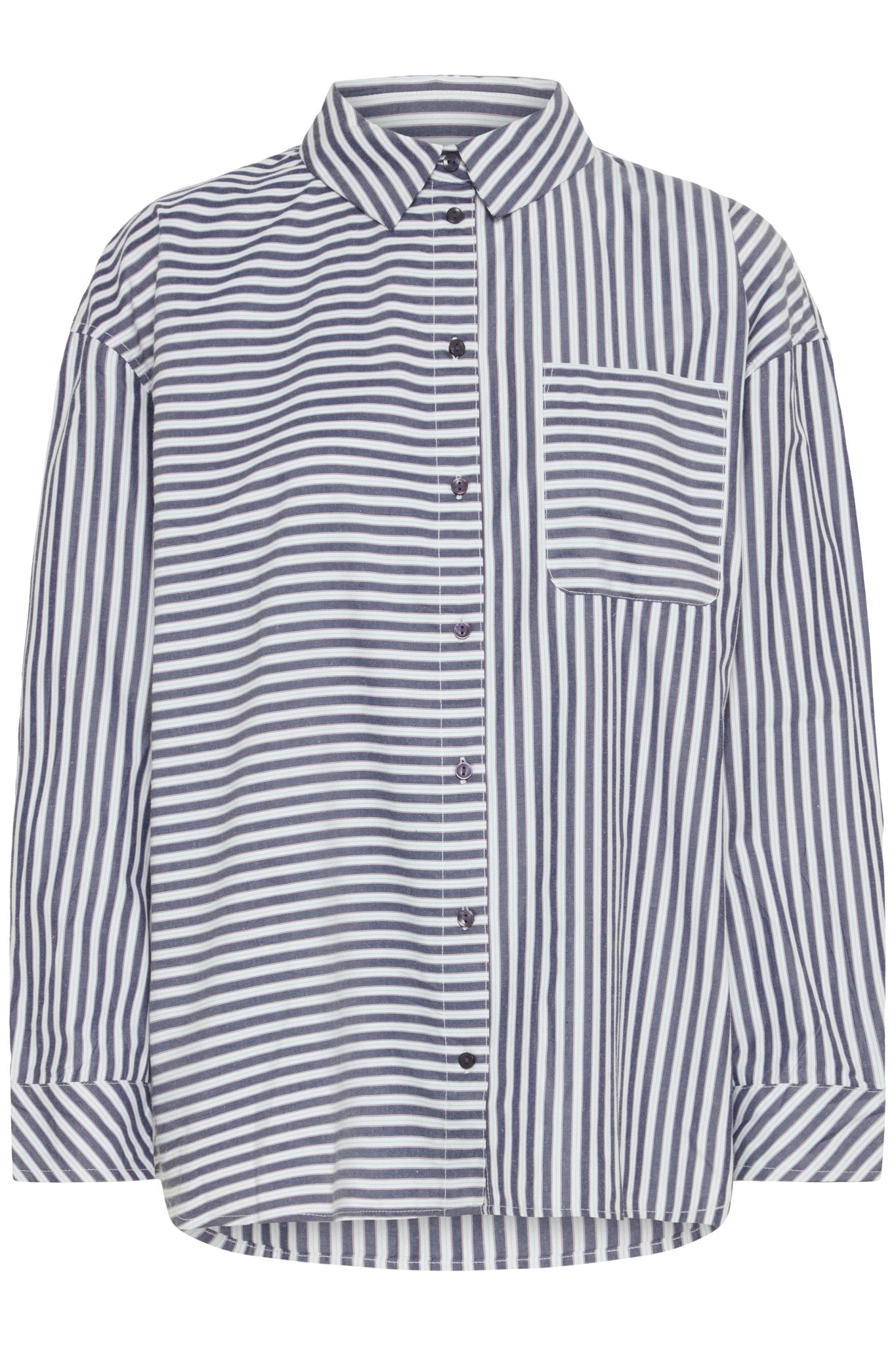 Gestreifte Bluse langarm mit Brusttasche - Blossom Hair & Fashion