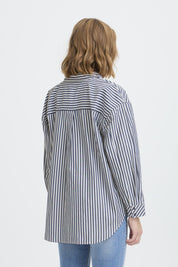 Gestreifte Bluse langarm mit Brusttasche - Blossom Hair & Fashion