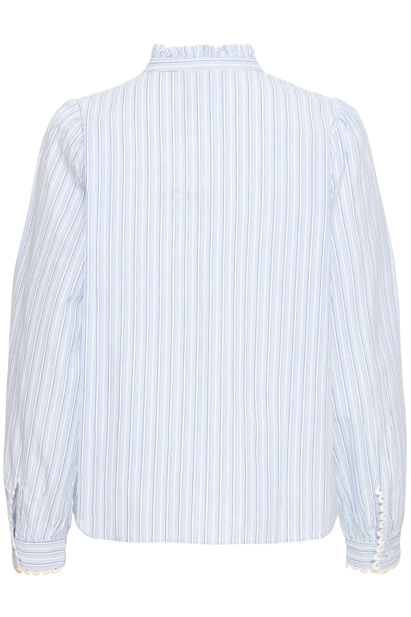 Gestreifte Bluse mit Spitzenborte und Stehkragen - Blossom Hair & Fashion