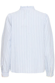 Gestreifte Bluse mit Spitzenborte und Stehkragen - Blossom Hair & Fashion