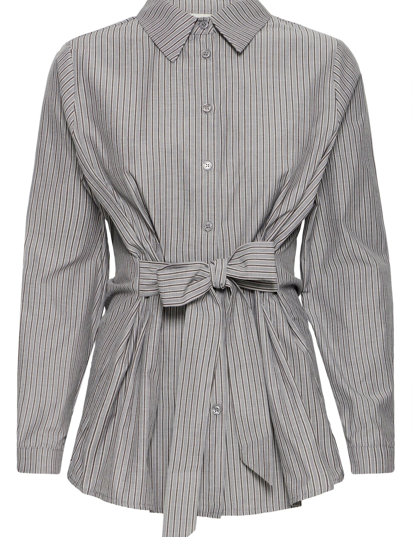 Gestreifte Hemdbluse mit Taillengürtel - Blossom Hair & Fashion