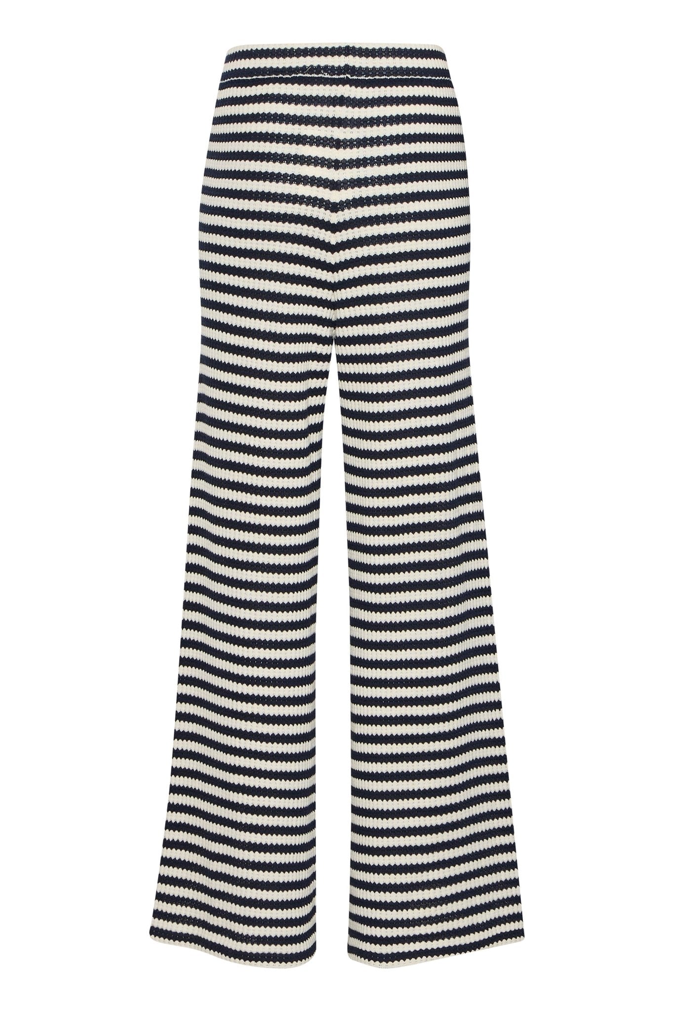 Gestreifte High - Waist Strickhose mit weitem Bein - Blossom Hair & Fashion
