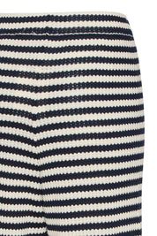 Gestreifte High - Waist Strickhose mit weitem Bein - Blossom Hair & Fashion