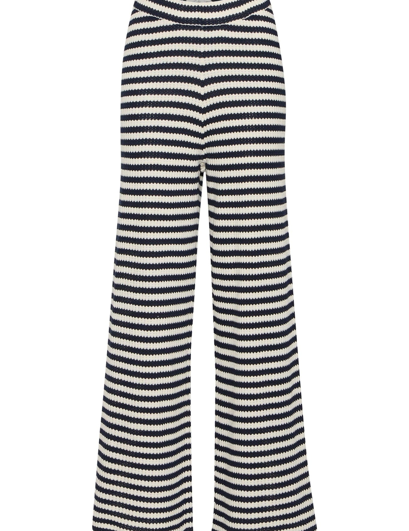 Gestreifte High - Waist Strickhose mit weitem Bein - Blossom Hair & Fashion