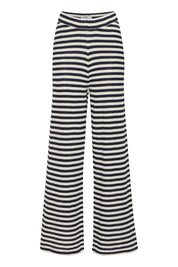 Gestreifte High - Waist Strickhose mit weitem Bein - Blossom Hair & Fashion