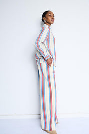 Gestreifte Hose mit High Waist und geradem Bein - Blossom Hair & Fashion