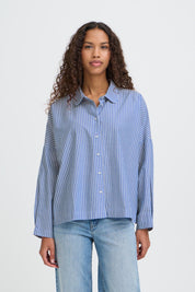 Gestreifte Oversize Bluse aus Baumwolle - Blossom Hair & Fashion