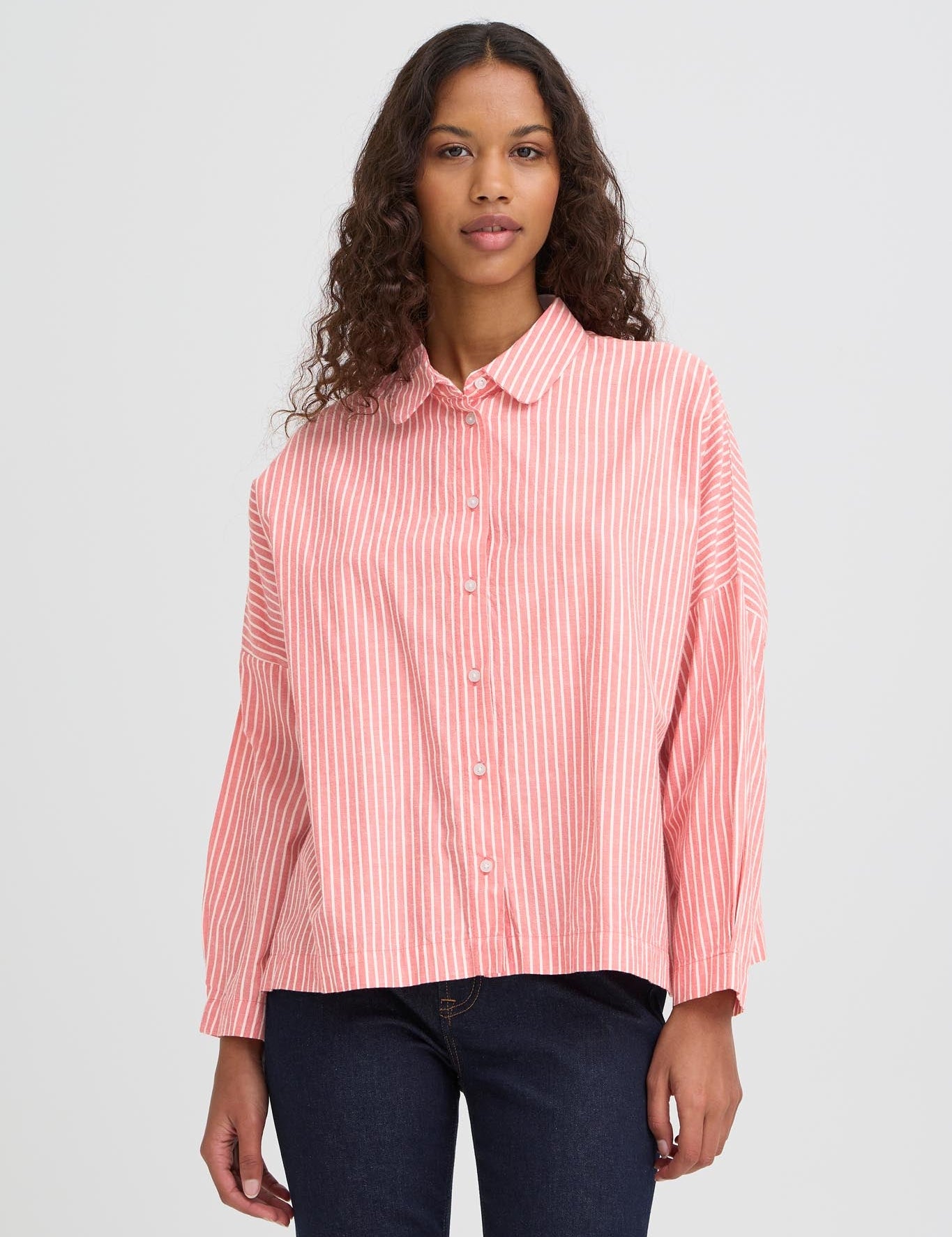 Gestreifte Oversize Bluse aus Baumwolle - Blossom Hair & Fashion