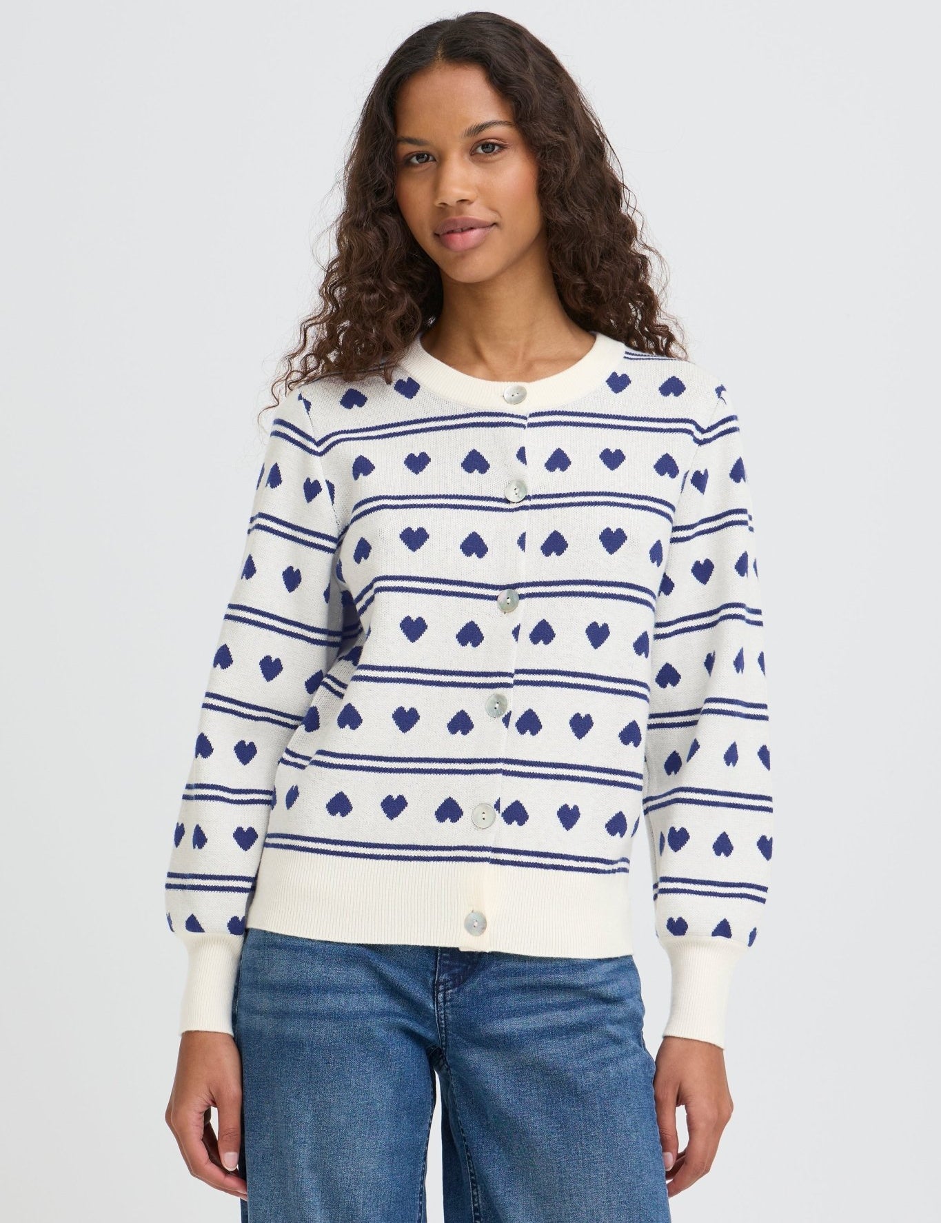 Gestreifter Herzchen Strickcardigan - Blossom Hair & Fashion