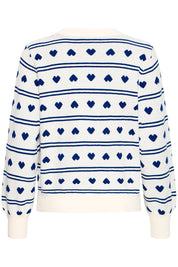 Gestreifter Herzchen Strickcardigan - Blossom Hair & Fashion