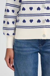 Gestreifter Herzchen Strickcardigan - Blossom Hair & Fashion