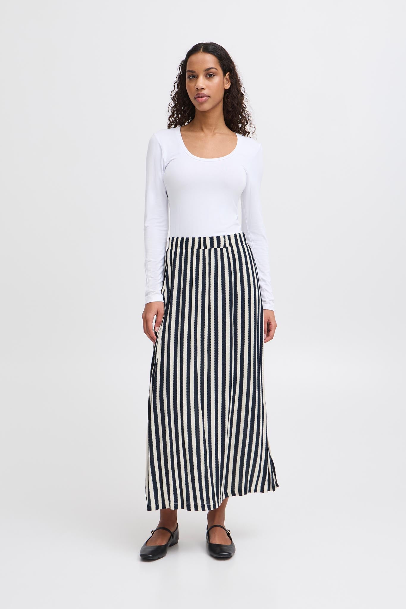 Gestreifter Midirock in Navy & Creme - Blossom Hair & Fashion