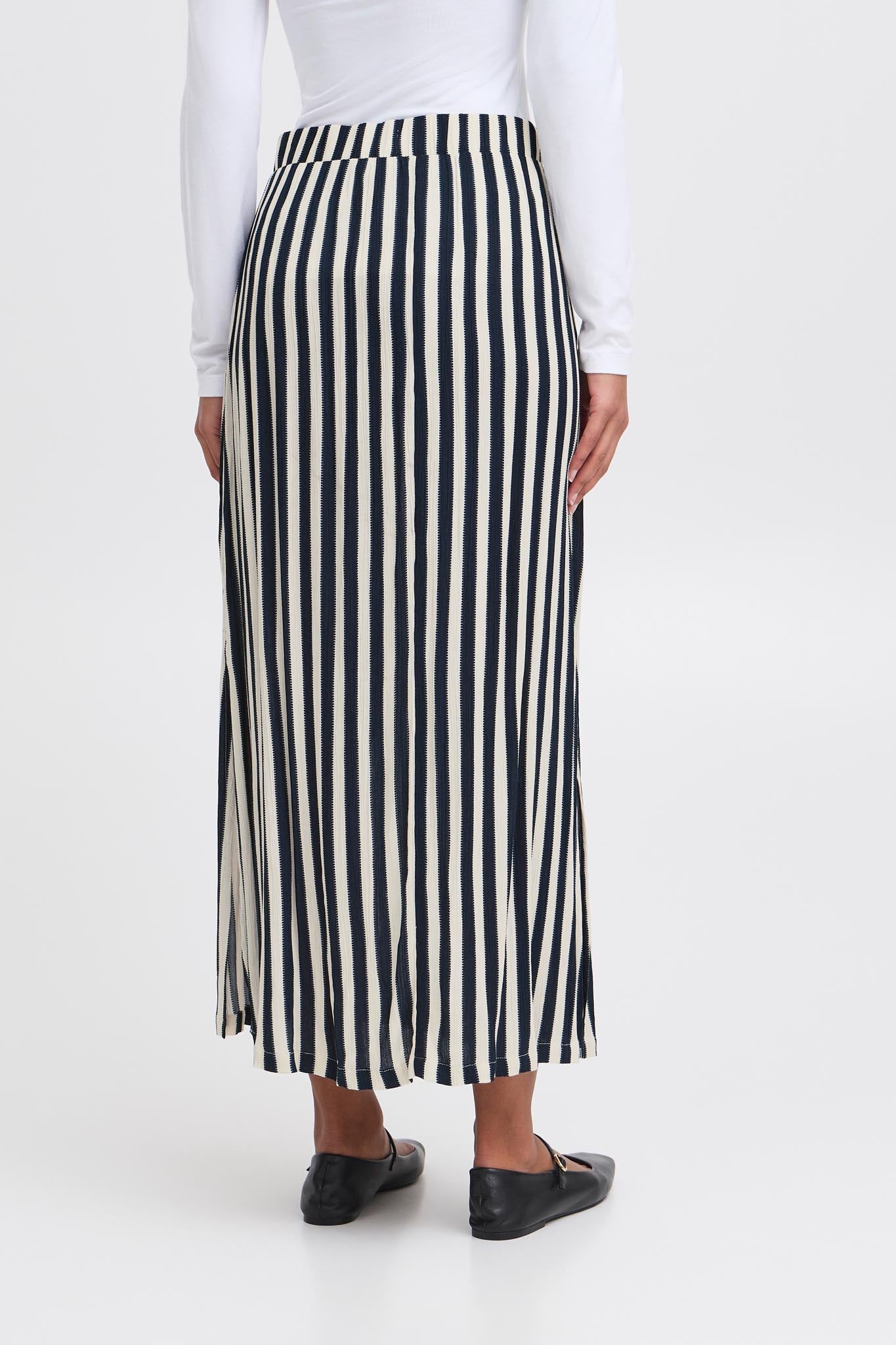 Gestreifter Midirock in Navy & Creme - Blossom Hair & Fashion