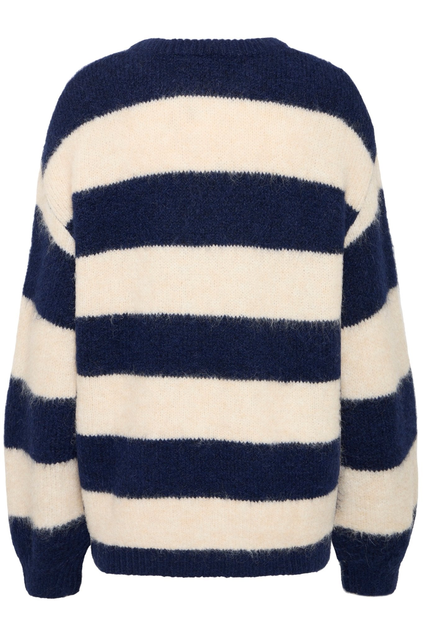 Gestreifter Strickpullover langarm (Navy - Ecru) - Blossom Hair & Fashion
