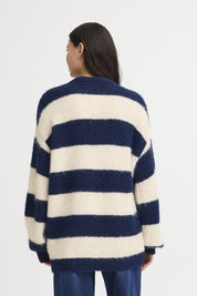 Gestreifter Strickpullover langarm (Navy - Ecru) - Blossom Hair & Fashion