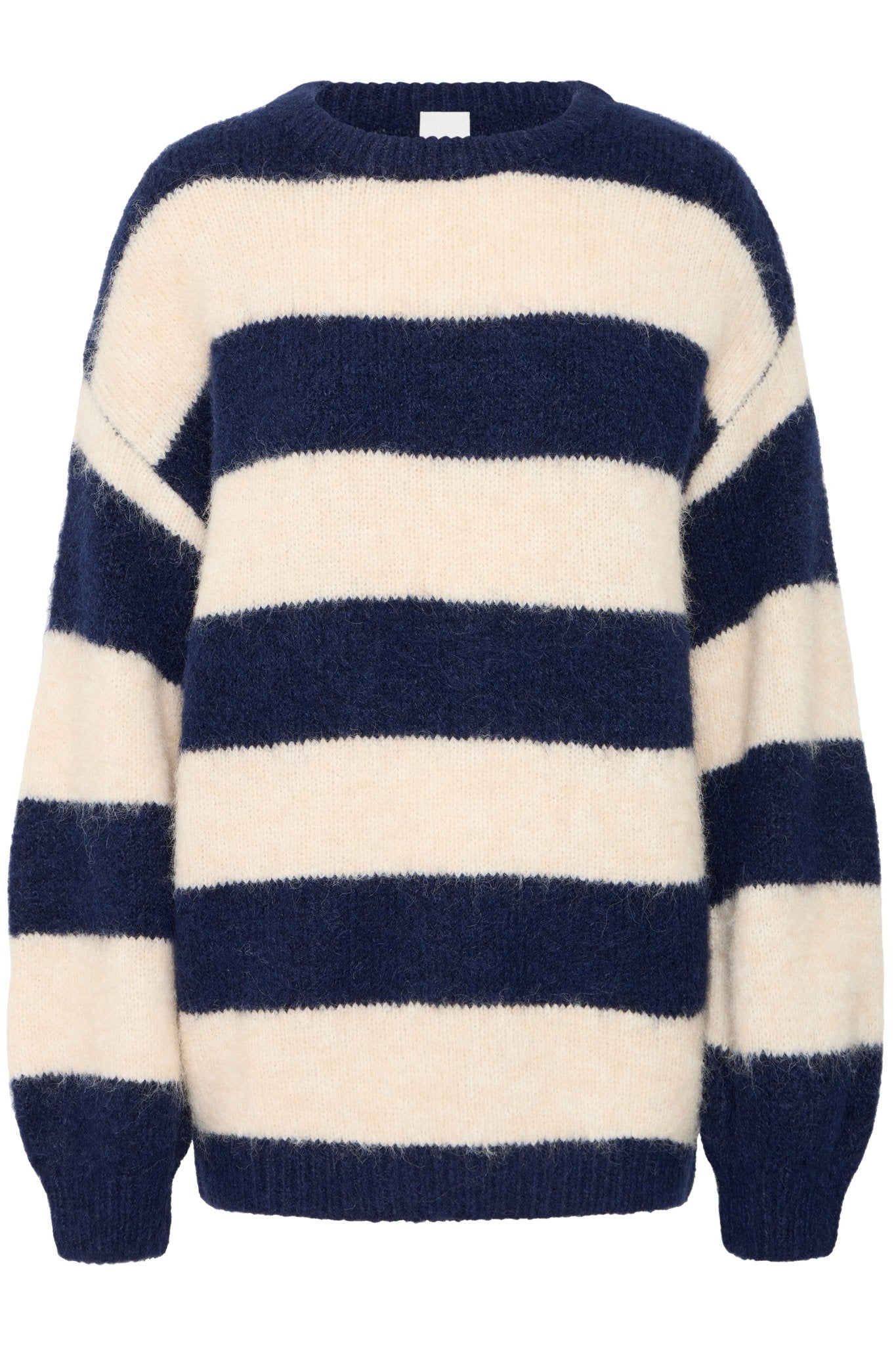Gestreifter Strickpullover langarm (Navy - Ecru) - Blossom Hair & Fashion