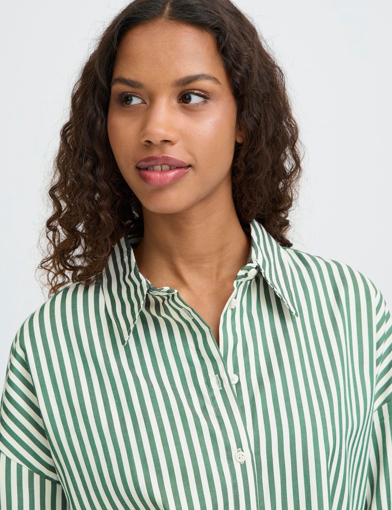 Gestreiftes Hemd in Gruen Weiss Regular Fit - Blossom Hair & Fashion