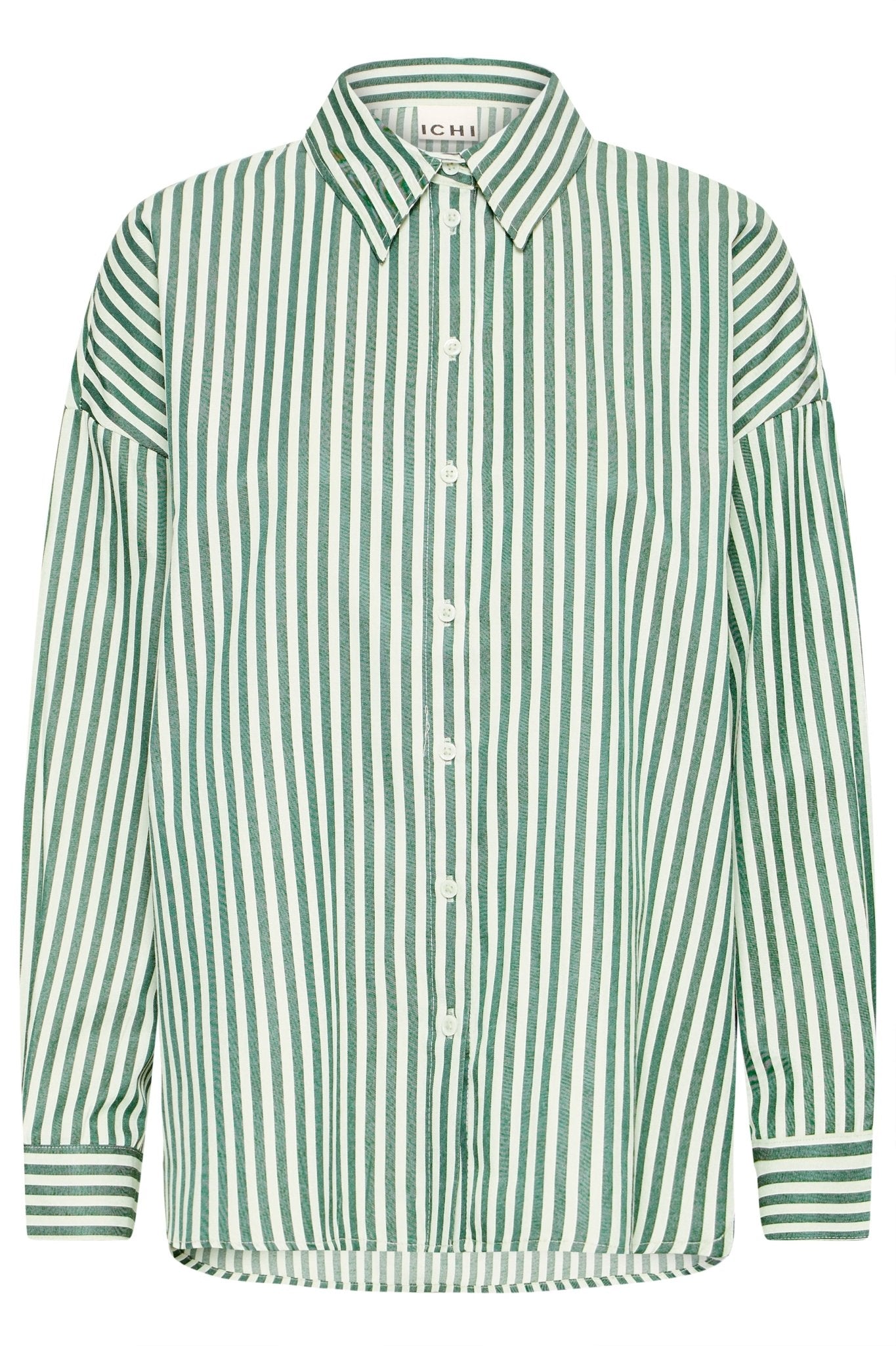 Gestreiftes Hemd in Gruen Weiss Regular Fit - Blossom Hair & Fashion