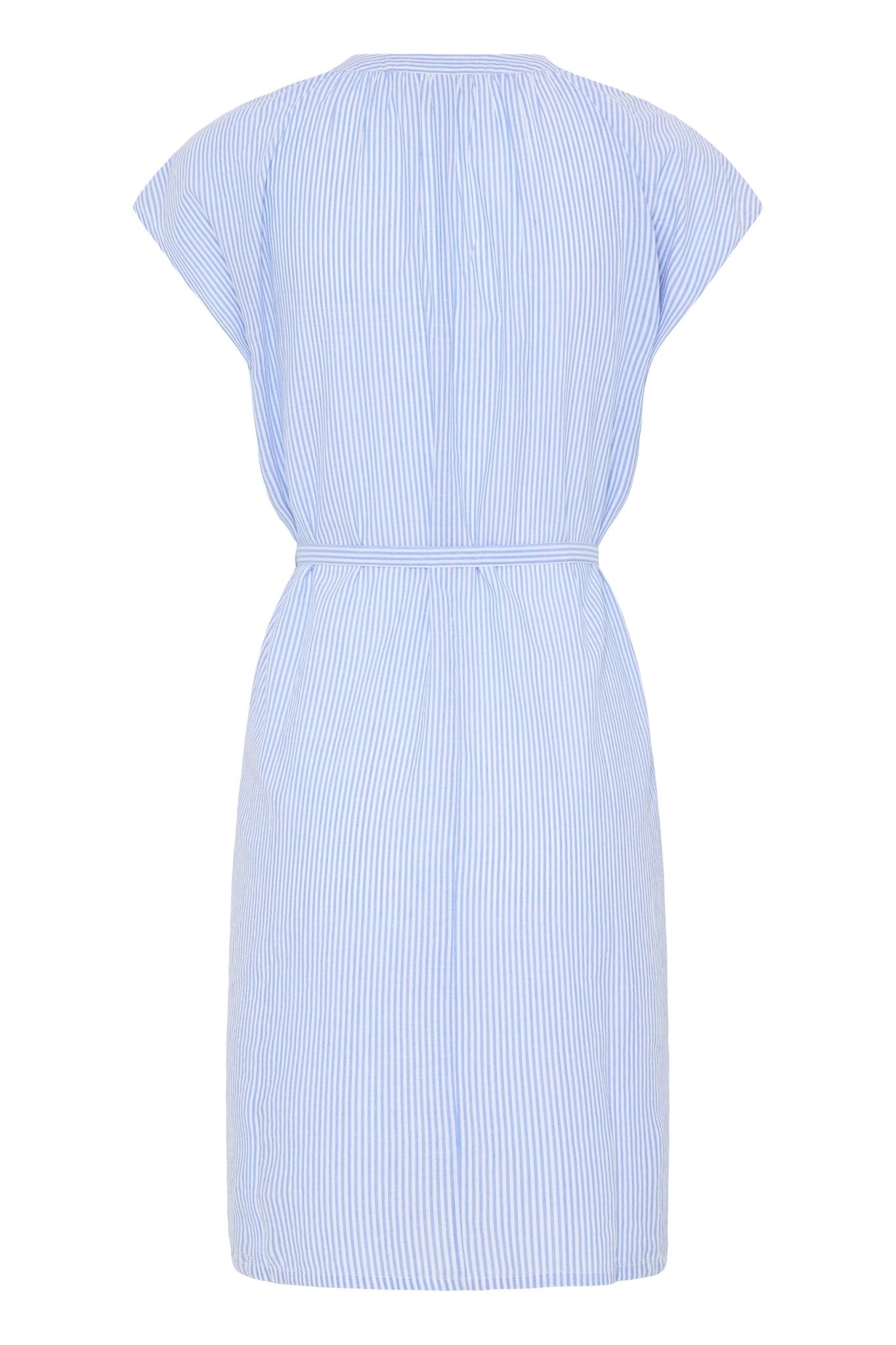 Gestreiftes Kleid mit Stickerei in Hellblau - Blossom Hair & Fashion