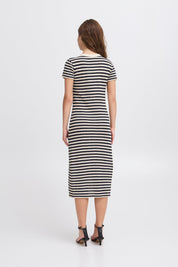 Gestreiftes Midi - Strickkleid mit Knopfleiste - Blossom Hair & Fashion