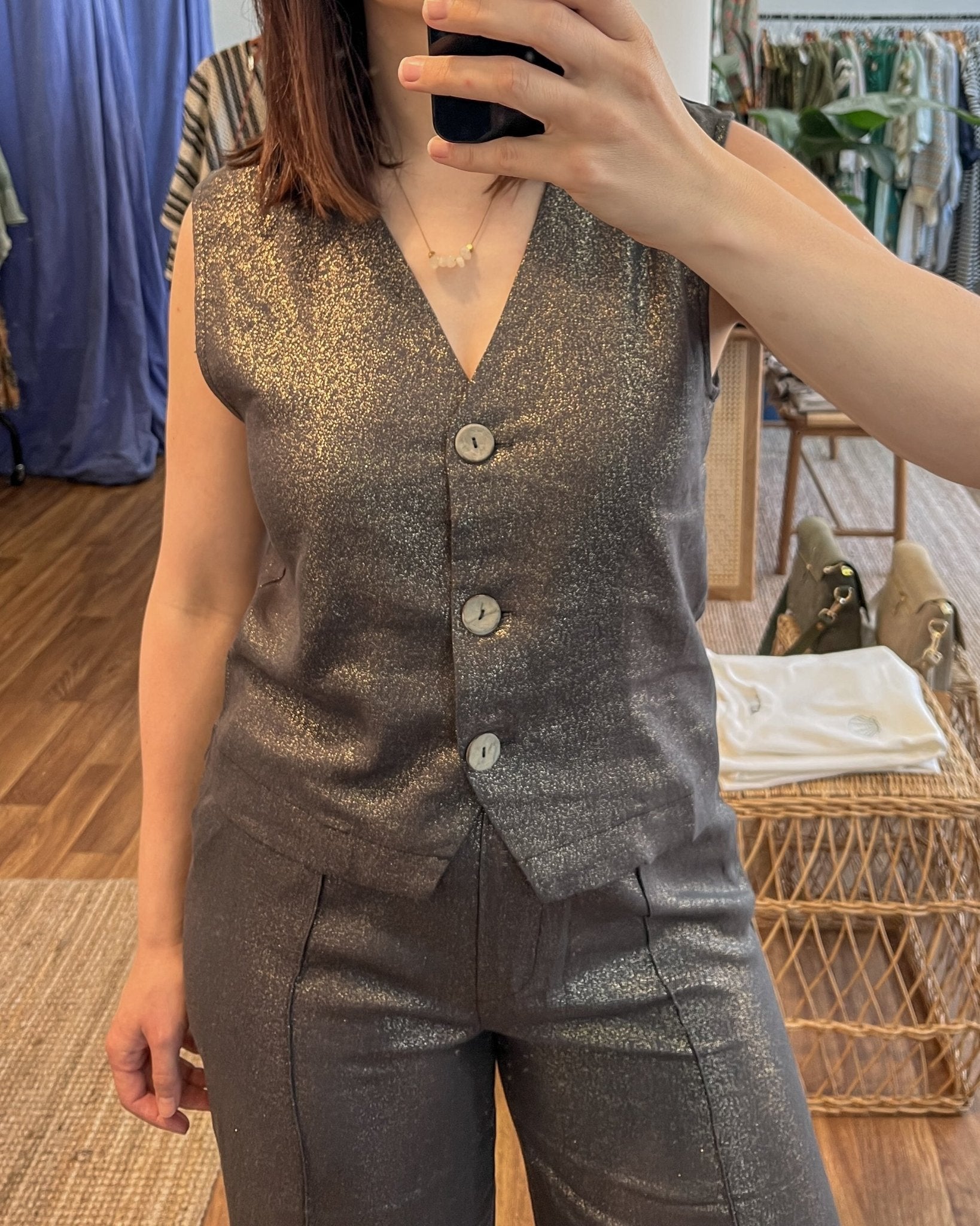 Glitzernde Leinen - Weste mit Bambusanteil - Blossom Hair &amp; Fashion