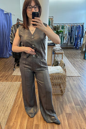 Glitzernde Leinenhose mit weitem Bein - Blossom Hair & Fashion