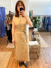 Glitzerndes Hemdblusenkleid in Goldbeige - Blossom Hair & Fashion
