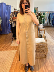 Glitzerndes Hemdblusenkleid in Goldbeige - Blossom Hair & Fashion
