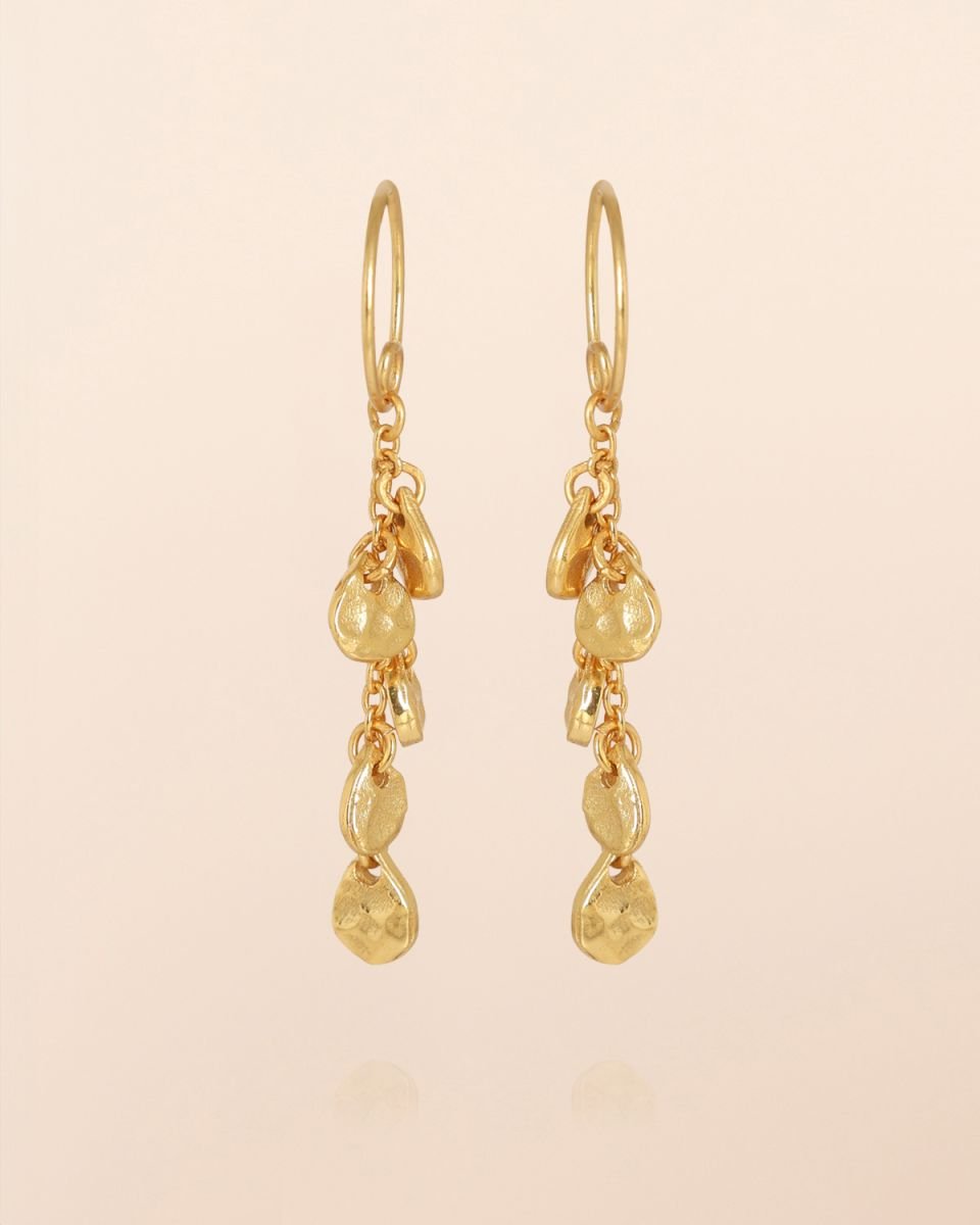 Goldfarbene Ohrringe mit gehämmerten Anhängern - Blossom Hair & Fashion
